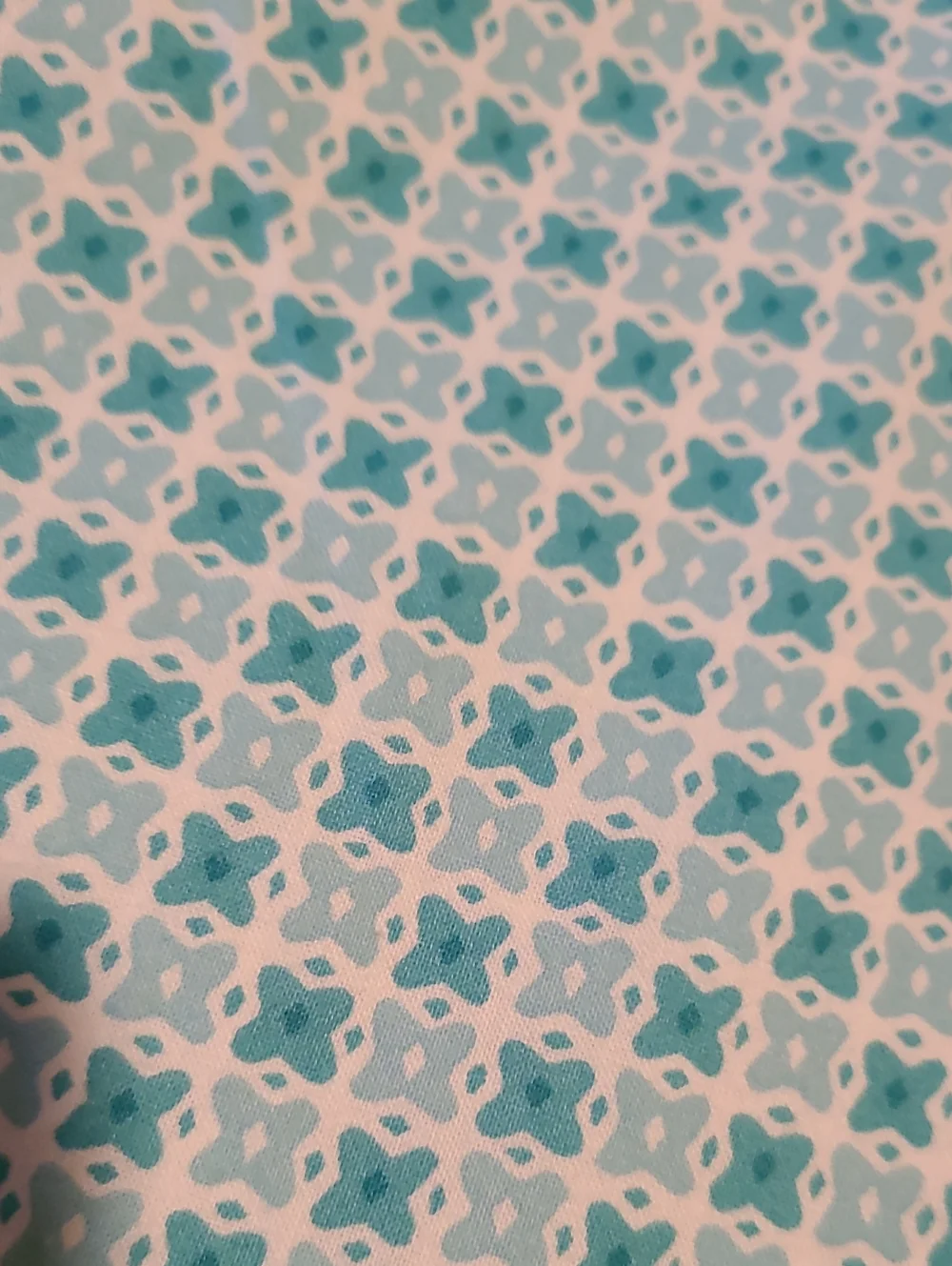 Fabric Abstract Flower Teal White Quilting Sewing Crafting Over Classic Cottons